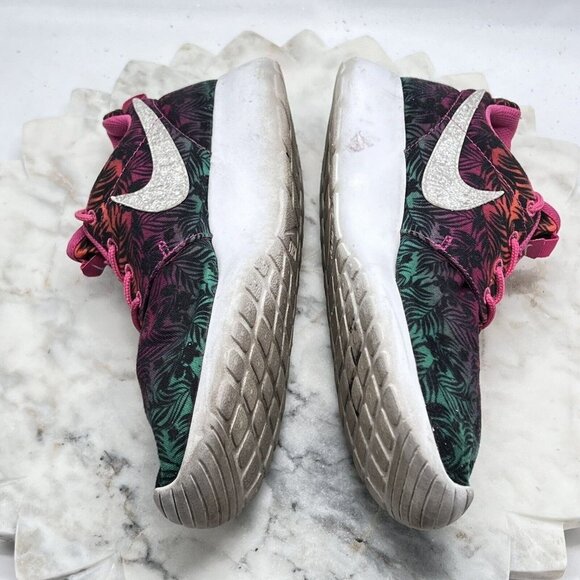 EUC NIKE ROSHE RUN US 7Y EUR 40 PALM TREE FLORAL 677784-602 GS PINK YOUTH - Picture 10 of 12